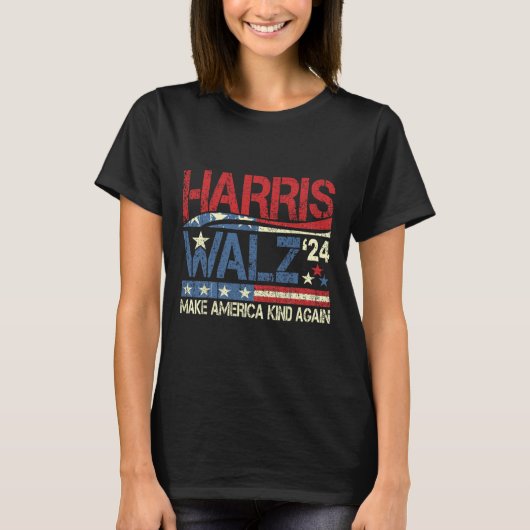 Walz 2024再びアメリカを作るHarris Waltz Quo Tシャツ (正面)