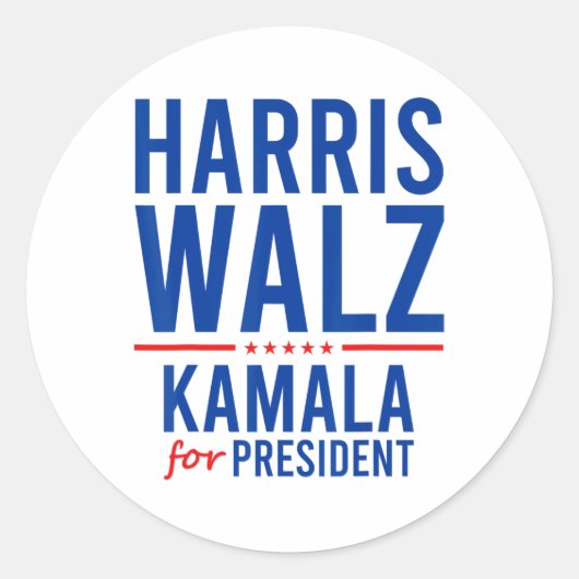Walz 2024 Kamala Harris For President Tim Walz ラウンドシール (正面)