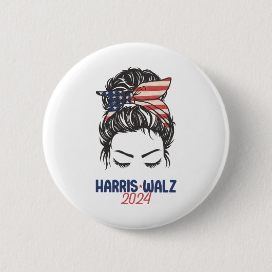 Walz 2024 Kamala Harris Tim Walz President Democra 缶バッジ (正面)