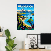 Wānaka ニュージーランド レトロな旅行ポスターアート ポスター (ホームオフィス)