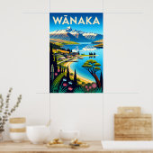 Wānaka ニュージーランド レトロな旅行ポスターアート ポスター (キッチン)