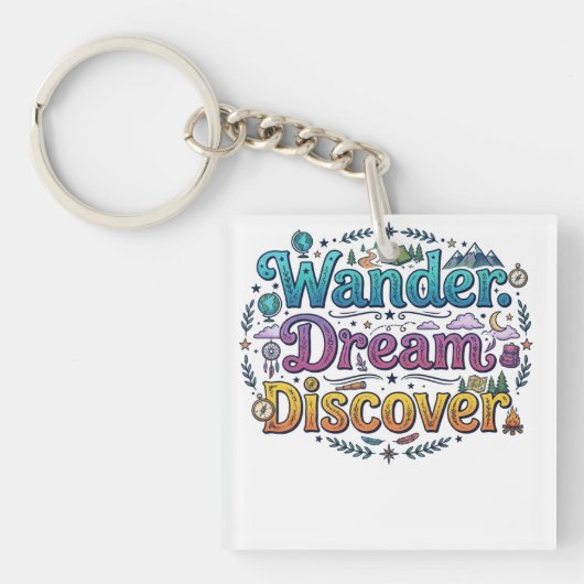 Wander. Dream. Discover. – 旅のインスピレーションA キーホルダー (正面)
