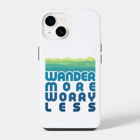 Wander More Worry Less/ブルーグラデーション iPhoneケース (裏面)