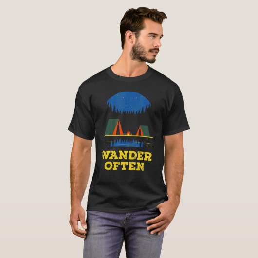 Wander Often Camping Trip Camper Travel Hiking Wil Tシャツ (正面フル)
