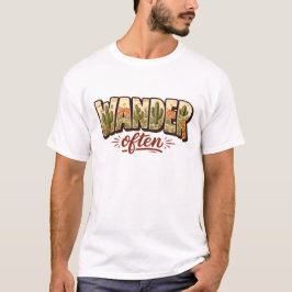 Wander Often Desert Mountain Scene Typography Tシャツ