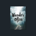 Wander Often Misty Forest Path Quote キャンバスプリント<br><div class="desc">A quiet forest trail disappears into soft morning mist, bathed in warm golden light filtering through tall trees. The elegant black script “Wander Often” floats gracefully over the path, inviting viewers to embrace exploration, curiosity, freedom, and the simple joy of moving forward. The scene radiates calm introspection, gentle encouragement, wanderlust,...</div>
