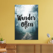 Wander Often Misty Forest Path Quote キャンバスプリント (インサイチュ (リビング))