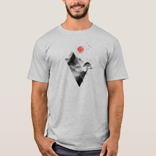 Wander the Peaks – 抽象的な山々 Tシャツ (正面)