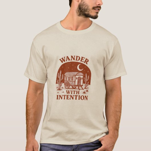 Wander With Intention Desert Wagon Adventure Tシャツ (正面)