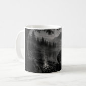 Wanderer Collection WO10 – 霧の山の湖で朝の顔洗い コーヒーマグカップ (正面左)