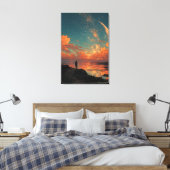 Wanderer Under Giant Crescent Moon キャンバスプリント (インサイチュ (寝室))