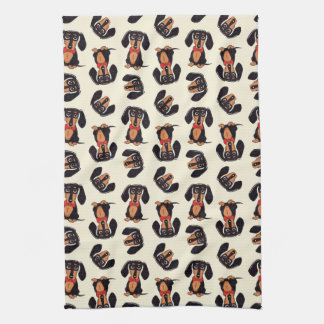 Wandering Dachshund Kitchen Towels キッチンタオル