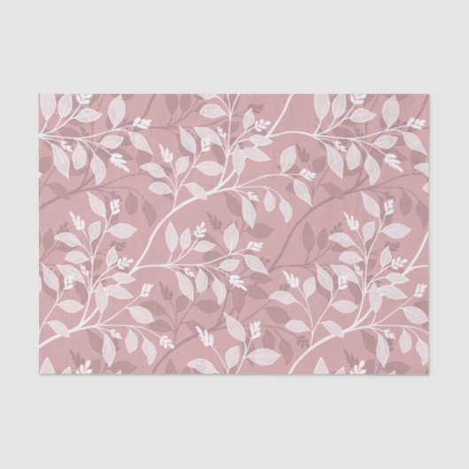 Wandering Leaves Elegant Blush Botanical Pattern 薄葉紙 (正面)
