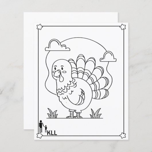 Wandering turkey coloring pages (正面/裏面)