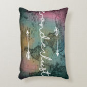 Wanderlustのカラフルな世界地図のアクセントの枕 アクセントクッション (正面(垂直))