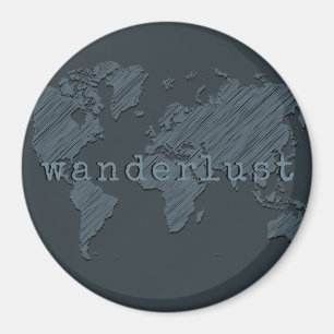 Wanderlustの世界地図 の砲金の灰色 マグネット