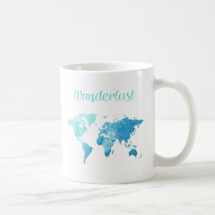 Wanderlustの水彩画のマグ コーヒーマグカップ