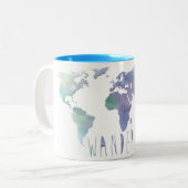 Wanderlustの水彩画のマグ ツートーンマグカップ (正面左)