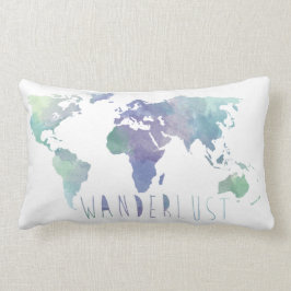 Wanderlustの水彩画の枕 ランバークッション