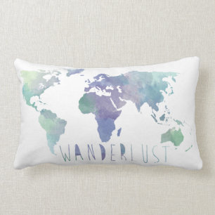 Wanderlustの水彩画の枕 ランバークッション
