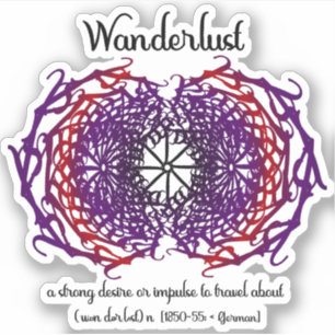 Wanderlustグラフィック文字アートマンダラ+単語意味 シール