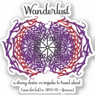 Wanderlustグラフィック文字アートマンダラ+単語意味 シール