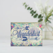 Wanderlustヴィンテージマップ旅行はがき ポストカード (スタンド正面)