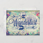 Wanderlustヴィンテージマップ旅行はがき ポストカード (正面/裏面)