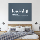Wanderlust定義ホワイトグレーブルー キャンバスプリント (インサイチュ (寝室))