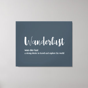Wanderlust定義ホワイトグレーブルー キャンバスプリント