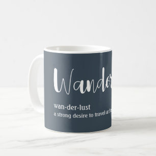 Wanderlust定義ホワイトグレーブルー コーヒーマグカップ