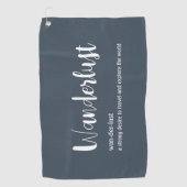 Wanderlust定義ホワイトグレーブルー ゴルフタオル (正面)