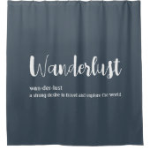 Wanderlust定義ホワイトグレーブルー シャワーカーテン (正面)