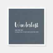 Wanderlust定義ホワイトグレーブルー スタンダードカクテルナプキン (正面)
