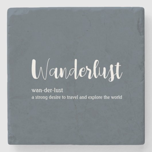 Wanderlust定義ホワイトグレーブルー ストーンコースター (正面)