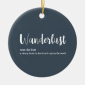 Wanderlust定義ホワイトグレーブルー セラミックオーナメント (正面)