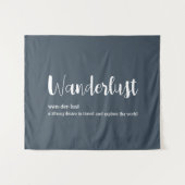 Wanderlust定義ホワイトグレーブルー タペストリー (正面(横))