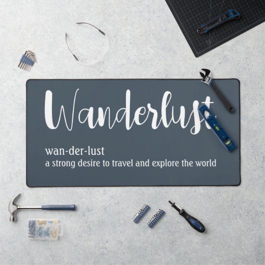 Wanderlust定義ホワイトグレーブルー デスクマット (ワークステーション)