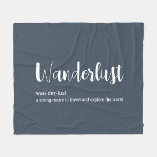Wanderlust定義ホワイトグレーブルー フリースブランケット