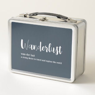 Wanderlust定義ホワイトグレーブルー メタルランチボックス