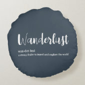 Wanderlust定義ホワイトグレーブルー ラウンドクッション (裏面)