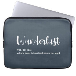 Wanderlust定義ホワイトグレーブルー ラップトップスリーブ