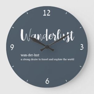 Wanderlust定義ホワイトグレーブルー ラージ壁時計