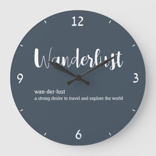 Wanderlust定義ホワイトグレーブルー ラージ壁時計 (正面)