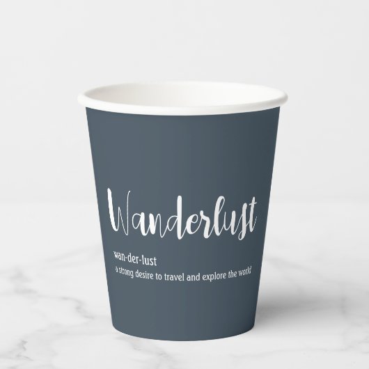 Wanderlust定義ホワイトグレーブルー 紙コップ (正面)
