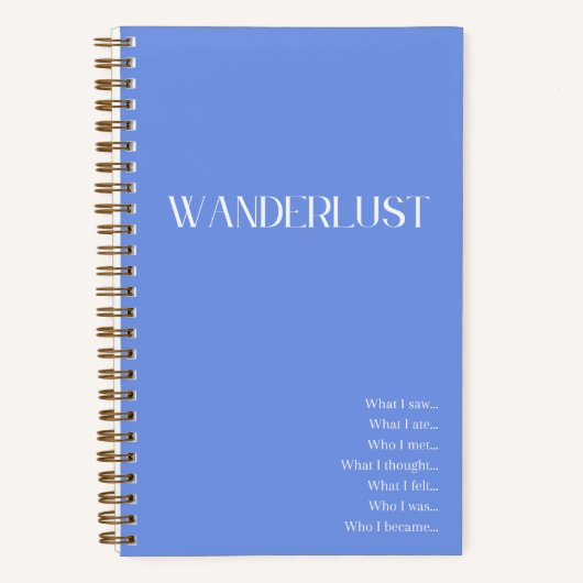 "Wanderlust"ブルートラベルジャーナル ノートブック (正面)