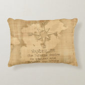 Wanderlust…" ヴィンテージの紙の走行の引用文 アクセントクッション (正面)