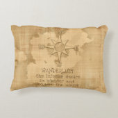 Wanderlust…" ヴィンテージの紙の走行の引用文 アクセントクッション (裏面)