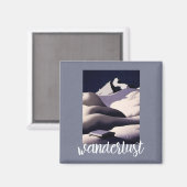 Wanderlust – 冬の雪の山と丘 マグネット (正面/裏面)