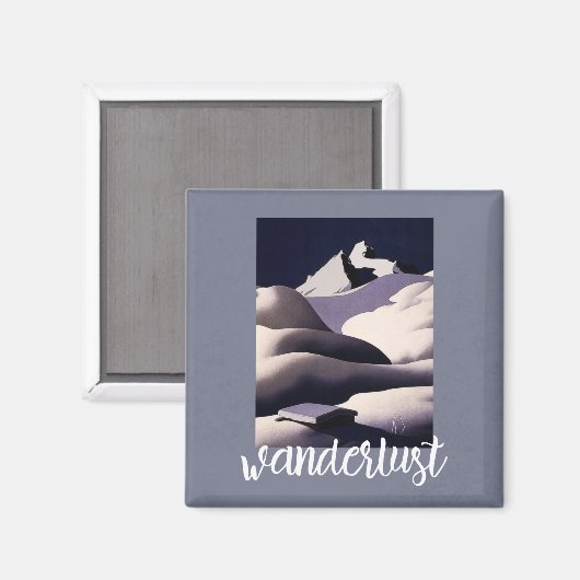 Wanderlust – 冬の雪の山と丘 マグネット (正面/裏面)